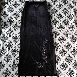 TAMPA vintage velvet gothic rose maxi skirt